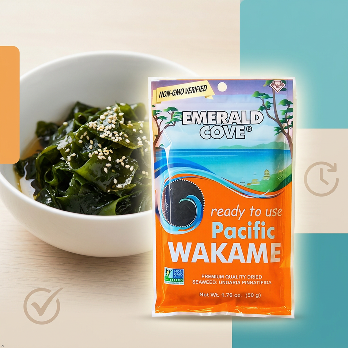 Emerald Cove Silver Grade Wakame (Dried Seaweed), 1.76-Ounce Bags (Pack of 6) Emerald Cove