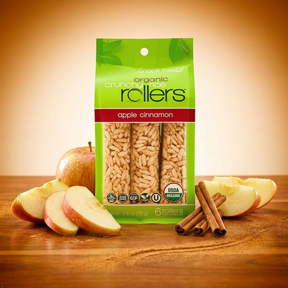 CRUNCHY ROLLERS Organic Apple Cinnamon Rice Rollers 6 Count, 2.6 oz Crunchy Rollers