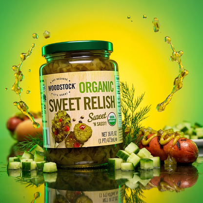 Woodstock, Sweet Relish, At least 95% Organic, 16 oz Woodstock