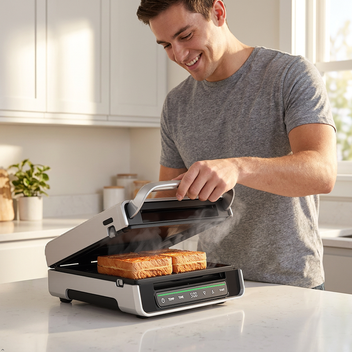 George Foreman Smokeless - Digital Smart Select, Family Size (4-6 Servings) George Foreman