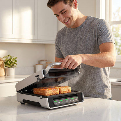 George Foreman Smokeless - Digital Smart Select, Family Size (4-6 Servings) George Foreman