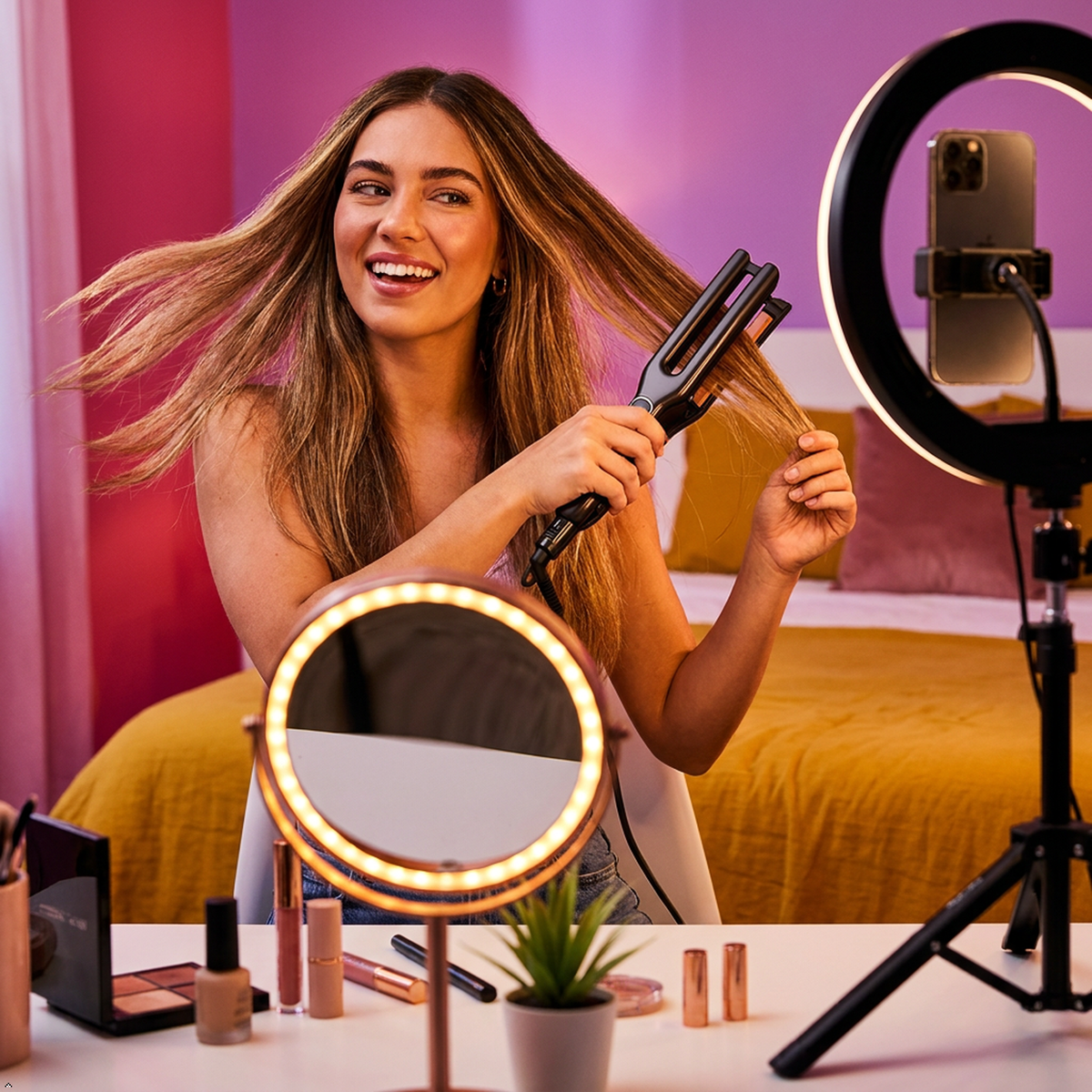 Revlon Double Straight Copper Ceramic Dual Plate Hair Straightener - Faster Revlon