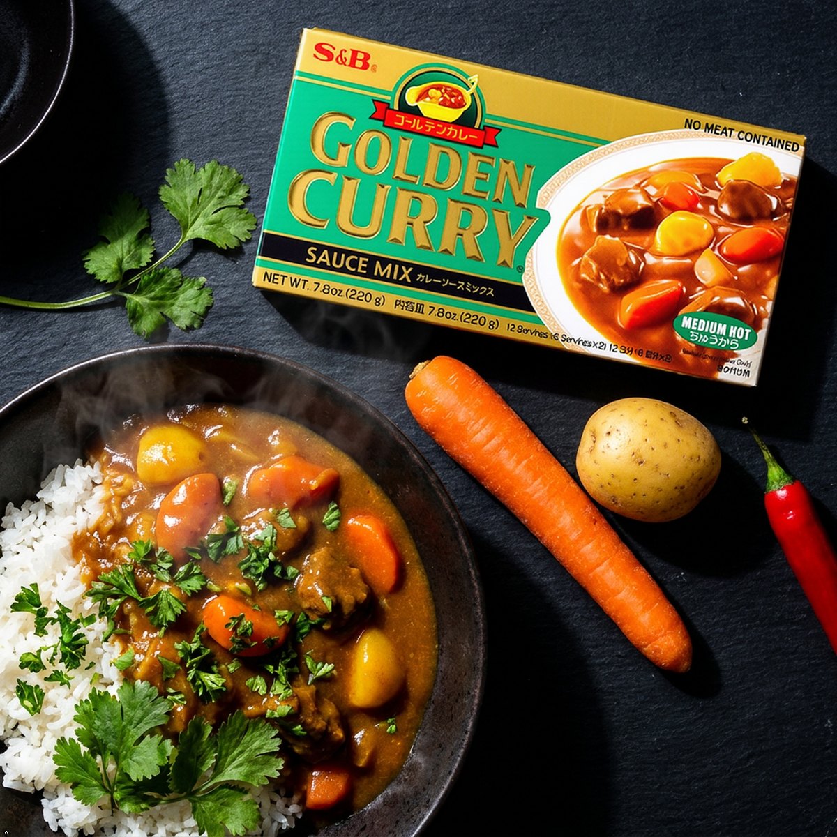 S&B Golden Curry Sauce Mix, Medium Hot, 7.8-Ounce S&B