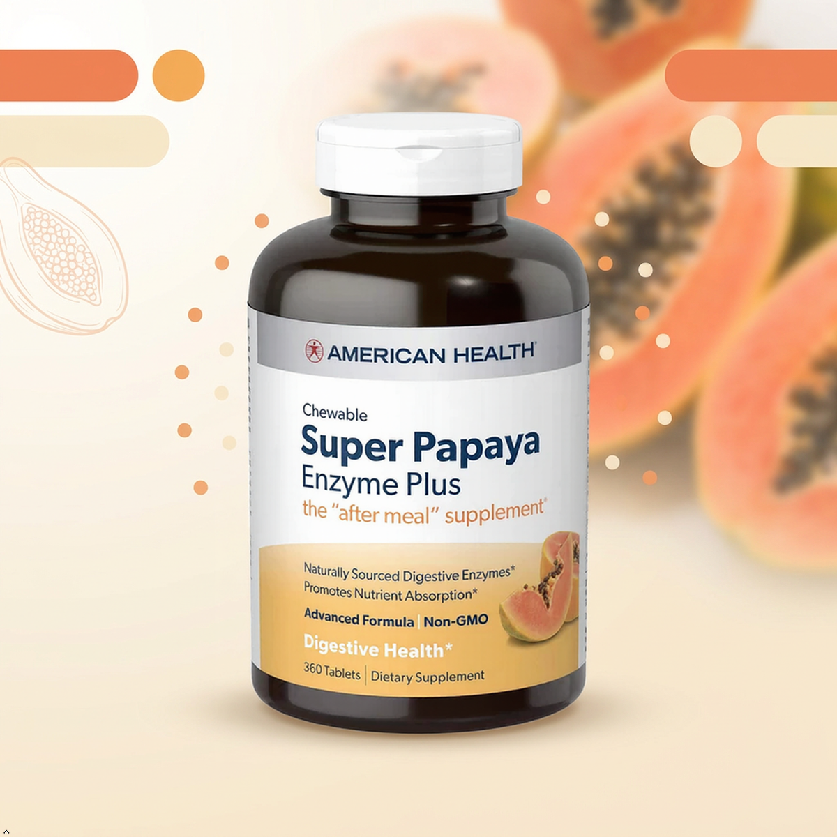 American Health Multi-Enzyme Plus, Super Papaya, 360 Count American Health
