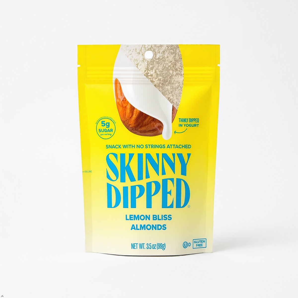 SkinnyDipped Lemon Bliss Yogurt Covered Almonds, Healthy Snack, Plant Protein SkinnyDipped