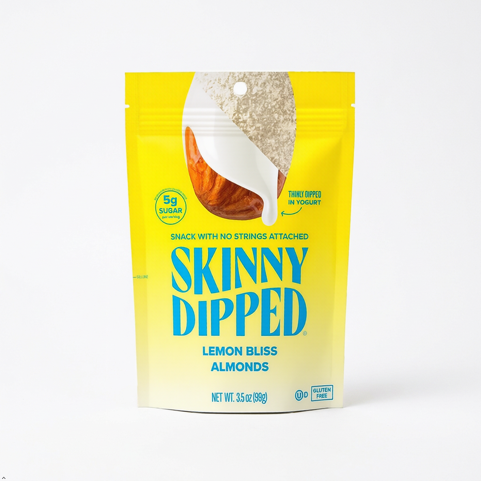 SkinnyDipped Lemon Bliss Yogurt Covered Almonds, Healthy Snack, Plant Protein SkinnyDipped