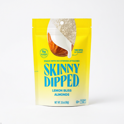 SkinnyDipped Lemon Bliss Yogurt Covered Almonds, Healthy Snack, Plant Protein SkinnyDipped