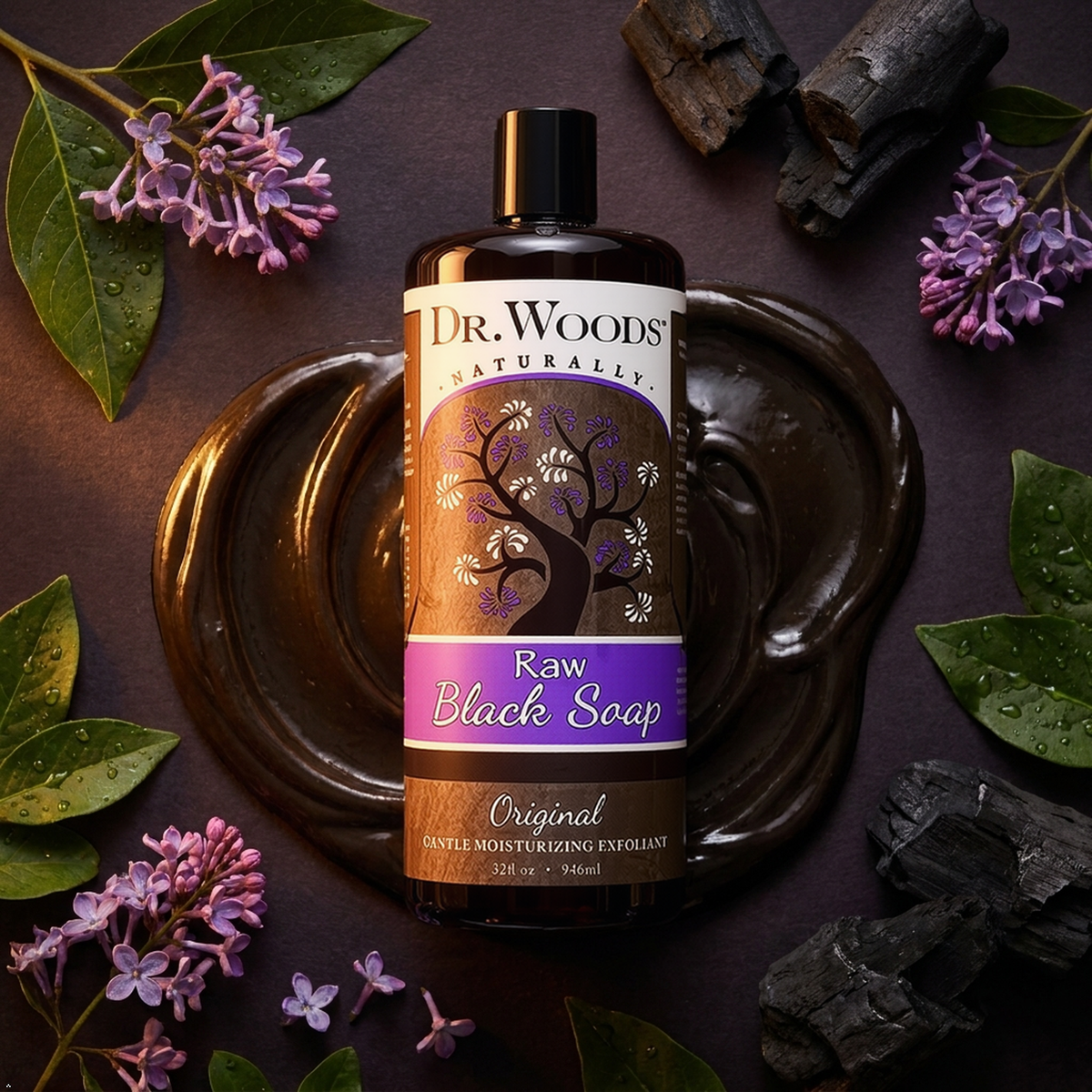 Dr. Woods Raw Liquid Black Soap - 32 fl oz (Pack of 2) Dr. Woods