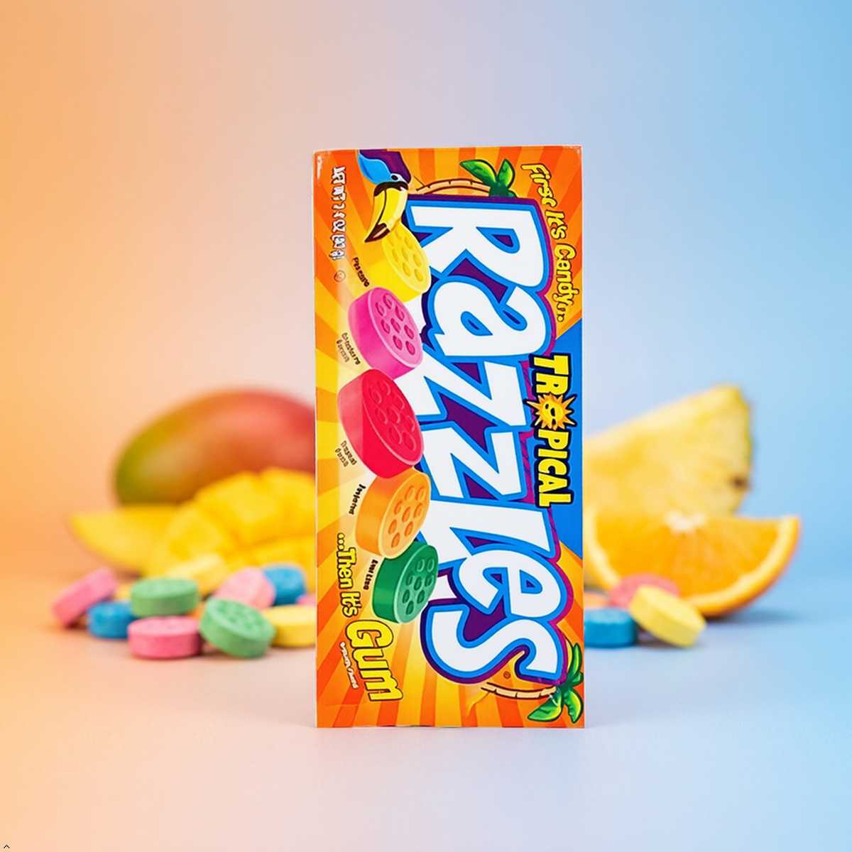 Tropical Fruit Razzles Candy, 1.4 oz (Pack of 3) Razzles