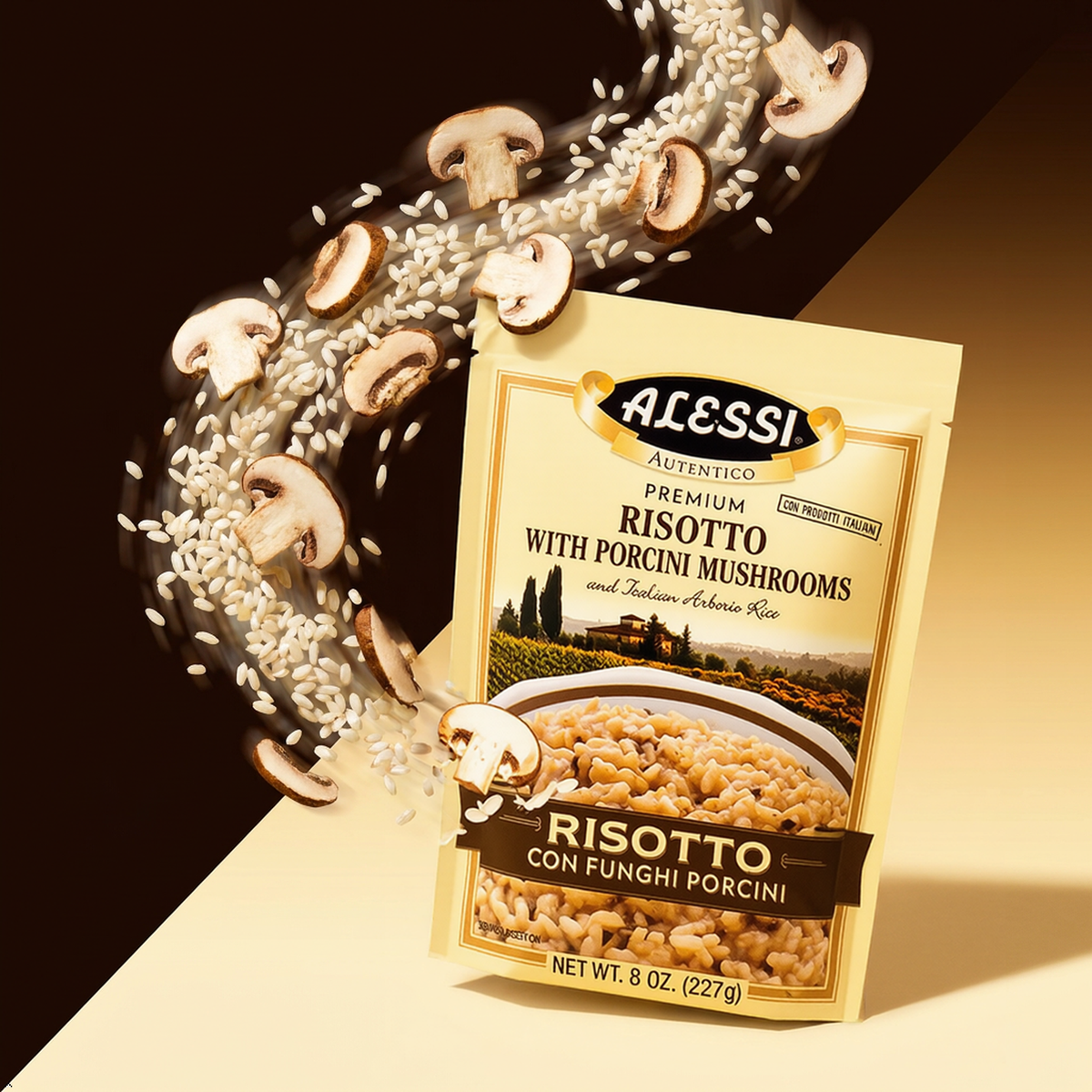 Alessi Porcini Mushroom Risotto, Italian Arborio Rice, 8 oz Alessi