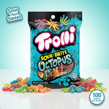 Trolli Sour Brite Octopus Sour Gummy Candy, 4.25 oz Trolli
