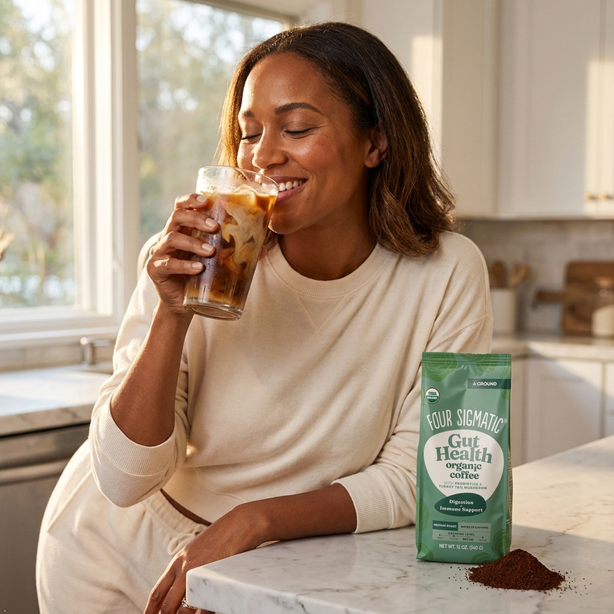 Four Sigmatic Gut Health Organic Ground Coffee, Medium Roast, 12 oz Four Sigmatic