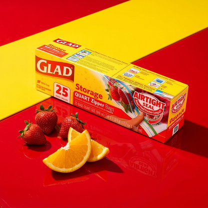Glad Zipper Food Storage Plastic Bags - Quart - 25 Count Glad