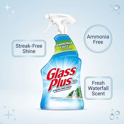 Glass Plus Glass Cleaner, 32 fl oz Bottle, Multi-Surface Glass (Pack of 3) Glass Plus