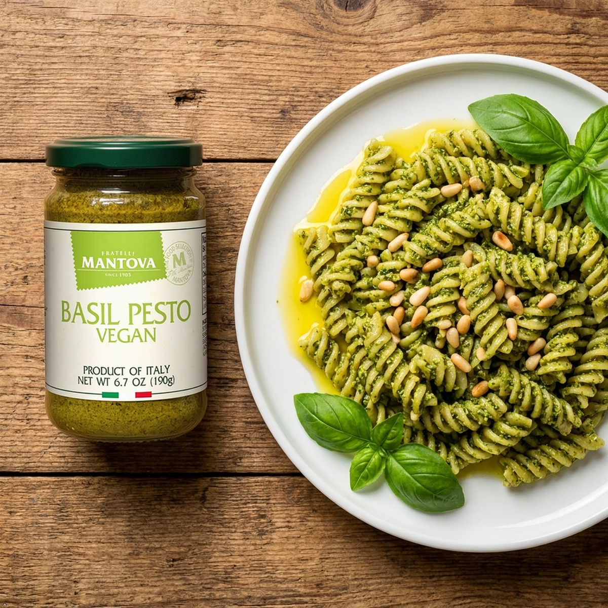 Mantova Vegan Basil Pesto, 6.7 oz (Pack of 2), Product of Italy Mantova