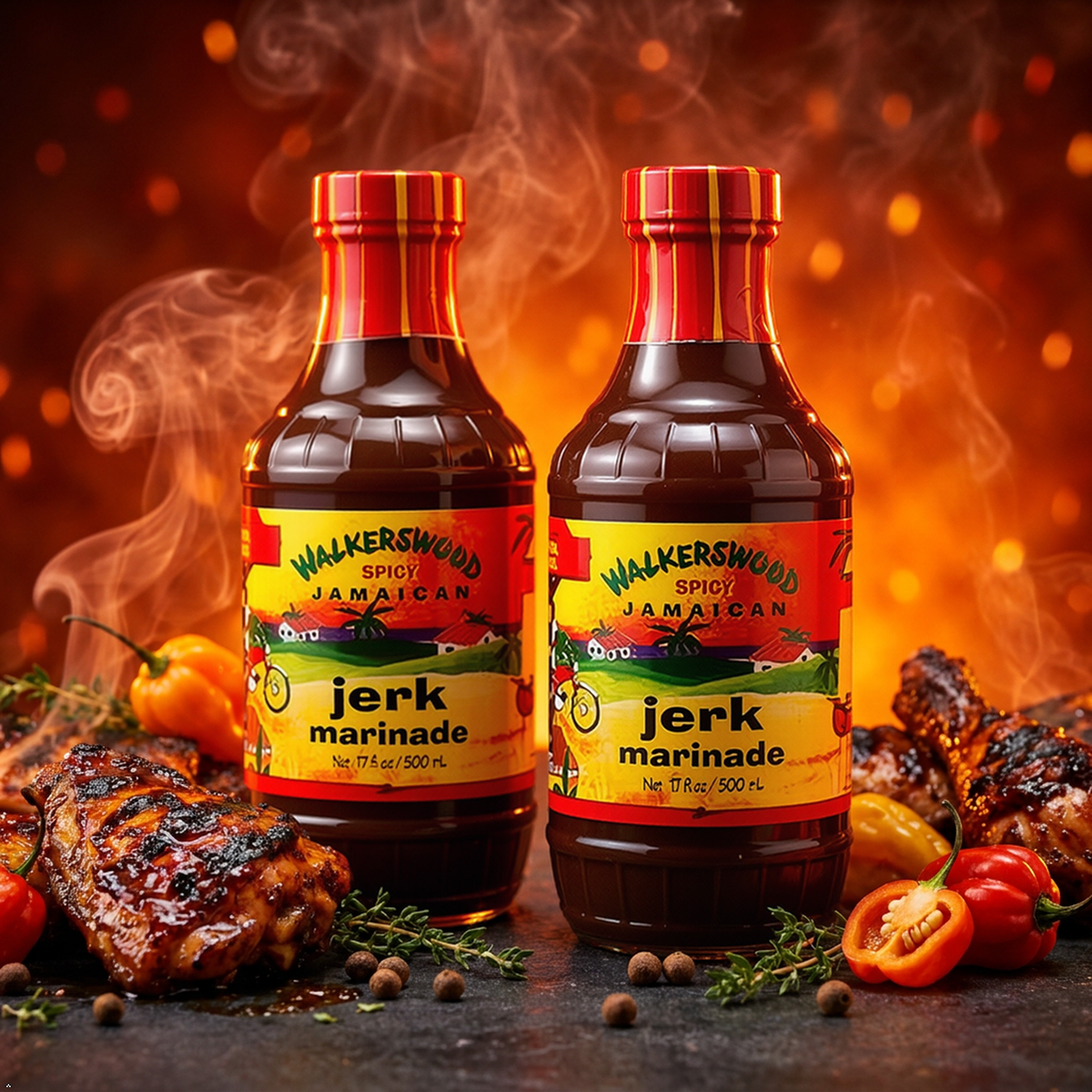 Walkerswood Jamaican Jerk Marinade Seasoning Sauce, 500 mL (Pack of 2) Walkerswood