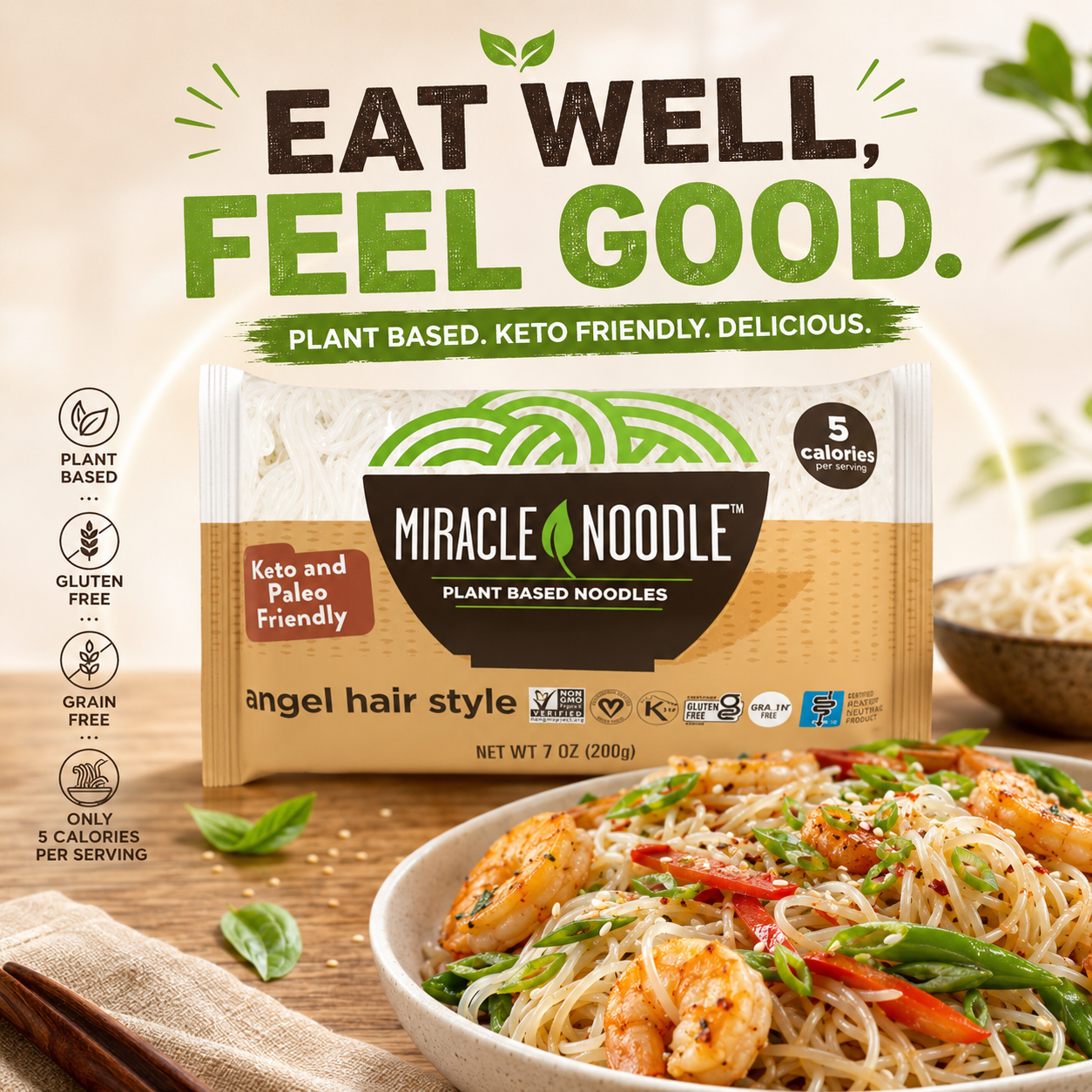 Miracle Noodle Pasta, Angel Hair, 7 Ounce