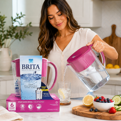 Brita Space Saver 6-Cup Pitcher with 2 Filters - Purple