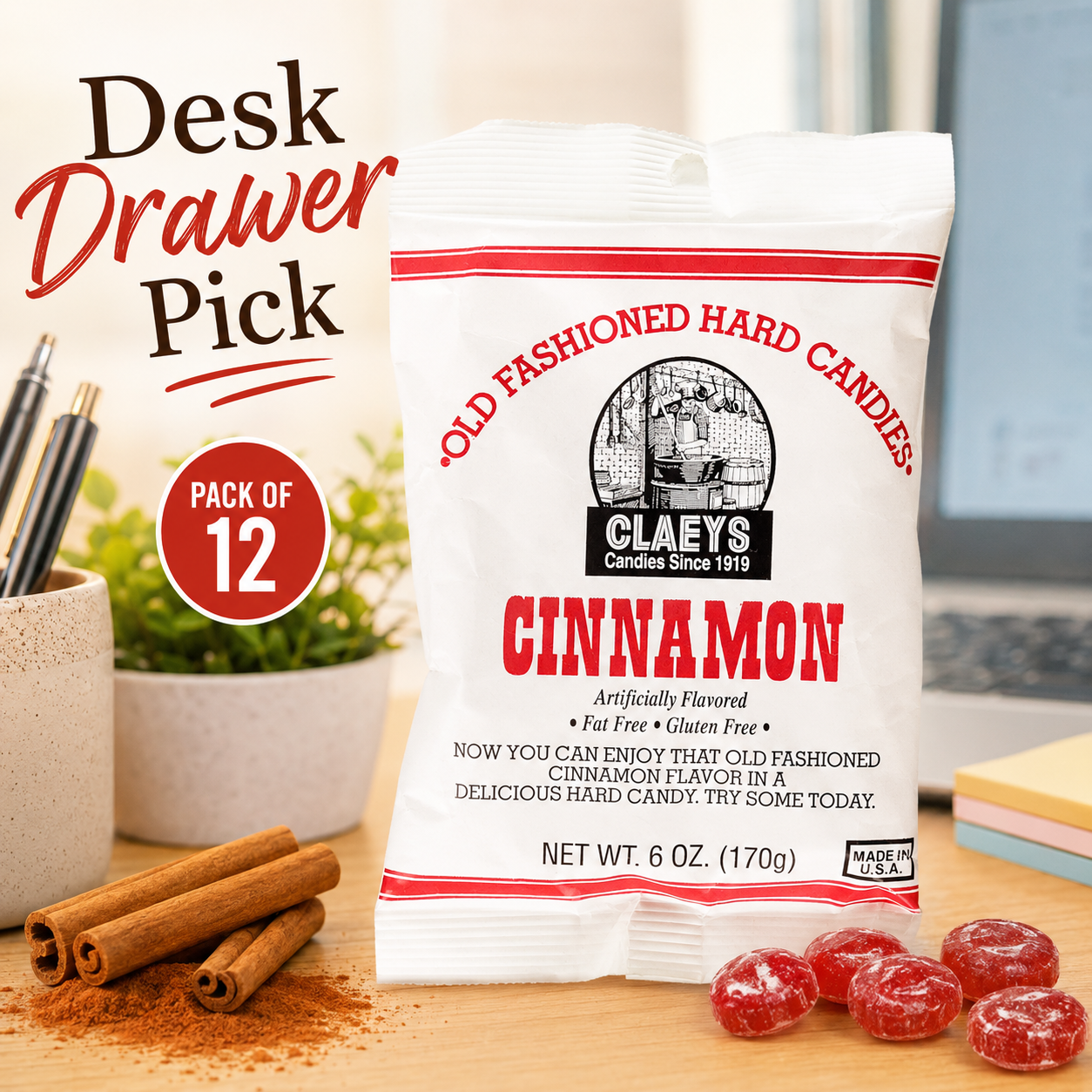 Claeys Old Fashioned Cinnamon Candy 6 oz Bags