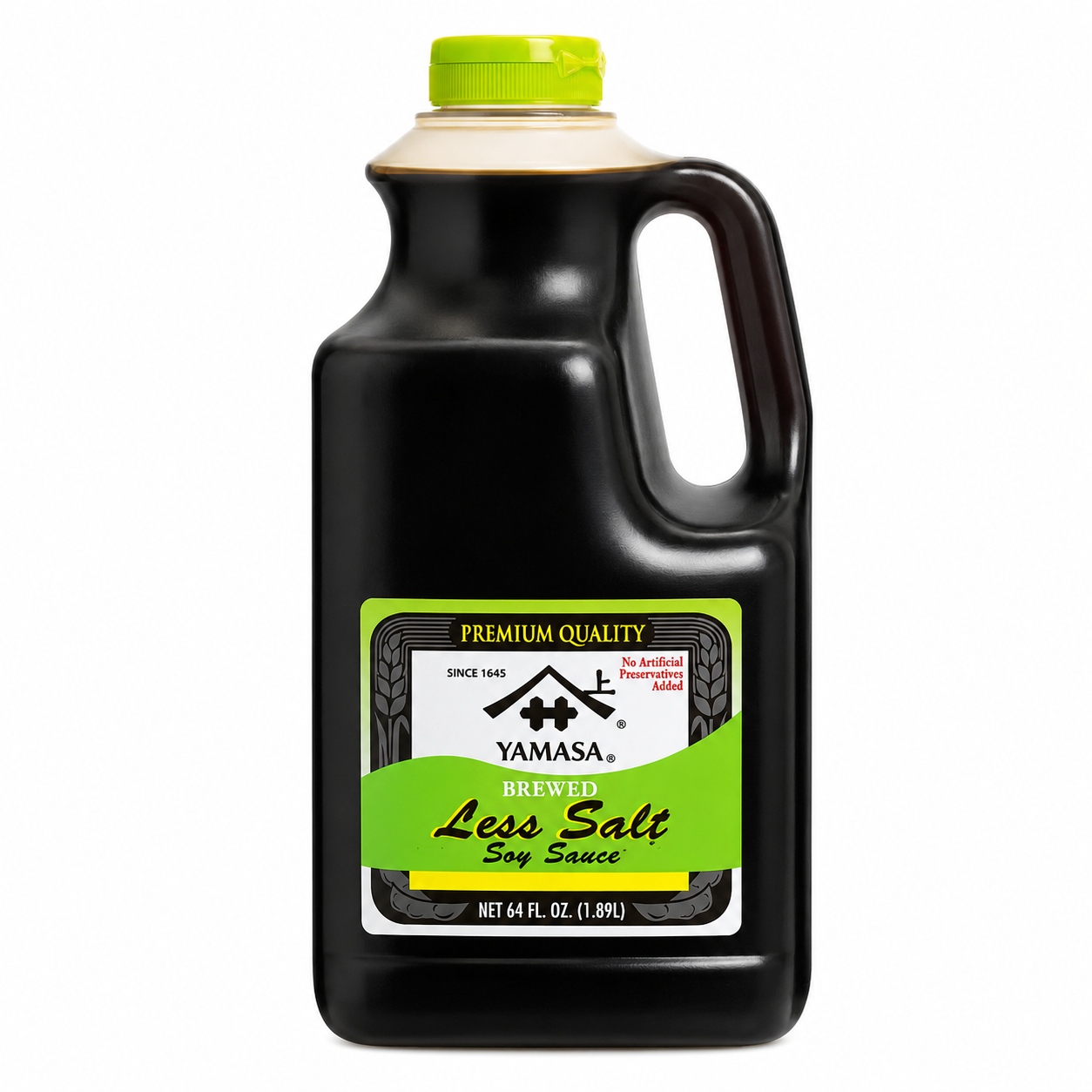 Yamasa Less Salt Soy Sauce Low Sodium Preservative Free Kosher Premium Soy Sauce 64 fl. oz. Bottle