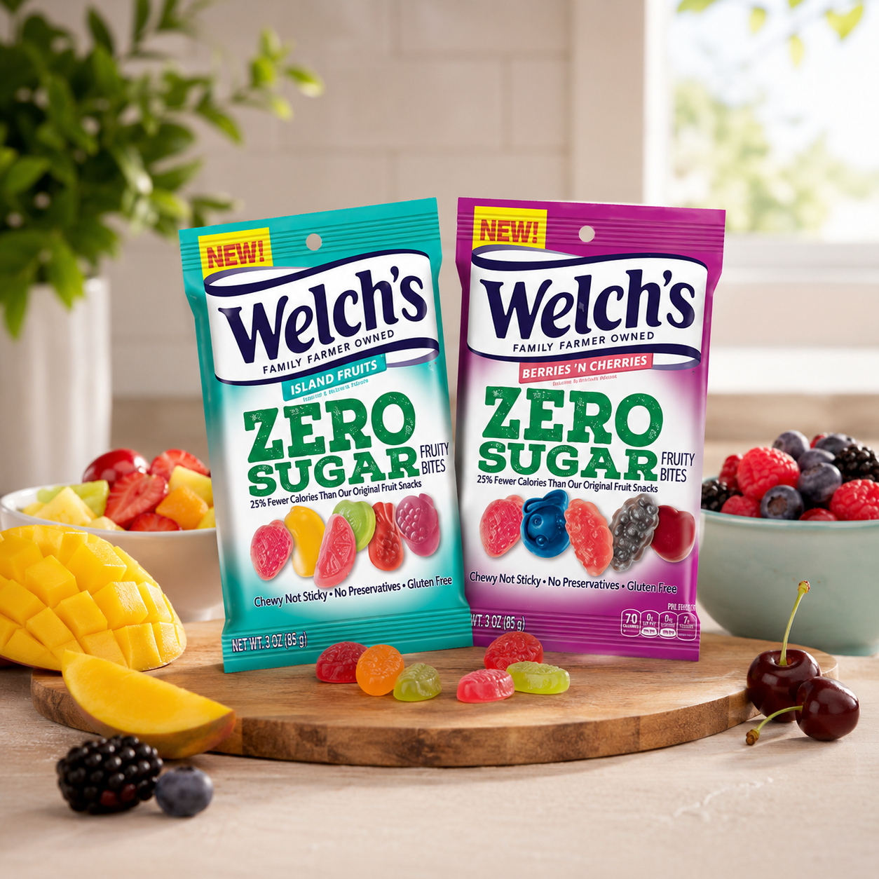 Welch's Zero Sugar Fruity Bites Variety Pack - Berries 'N Cherries & Island Fruit, 3 oz Packs