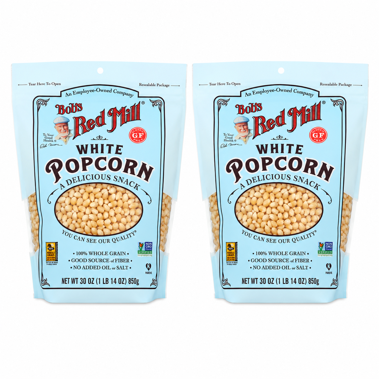 Bob's Red Mill Whole White Popcorn Resealable 30 Ounce (Pack of 2)