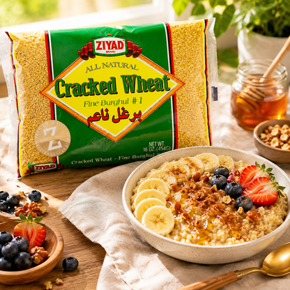 Ziyad Cracked Wheat Bulgur Whole Grain No. 1 Fiber-Rich Ideal for Tabbouleh Kibbeh Curries Soups & Salads Vegan 30-Minute Prep 16 oz