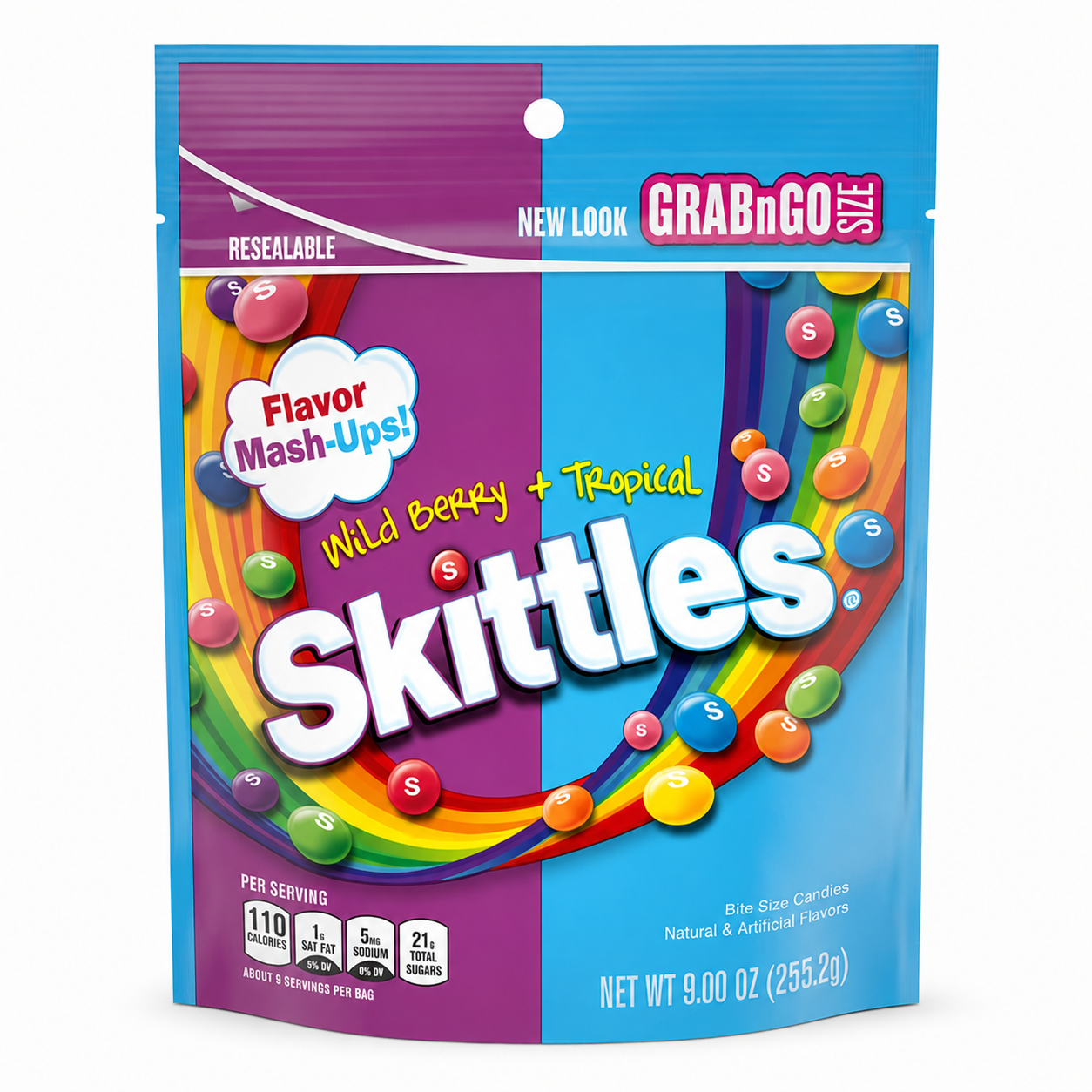Skittles Mash-Ups Wild Berry and Tropical Candy 9 oz Bag