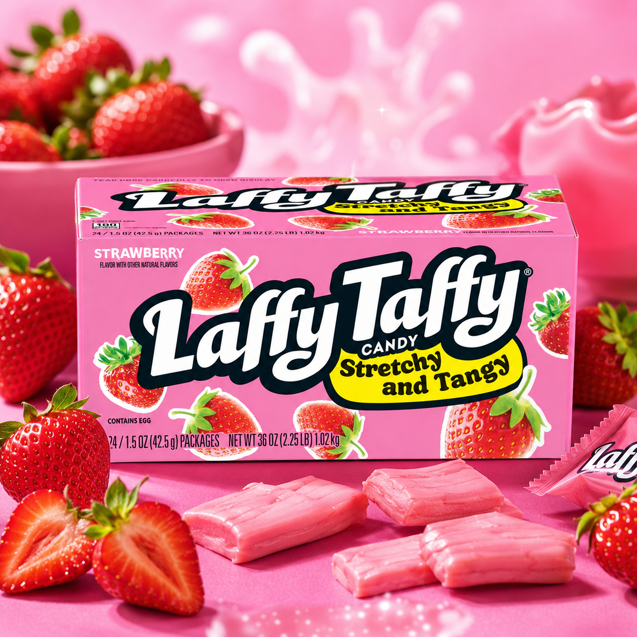 Laffy Taffy Stretchy & Tangy Strawberry, 1.5 Ounce 24 ct
