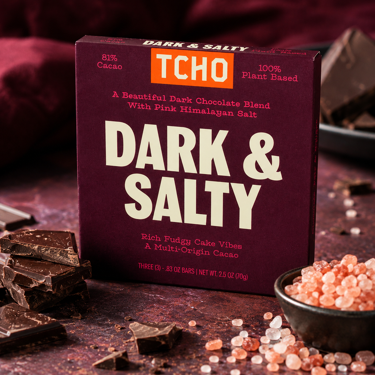 Tcho, Bar Chocolate Dark And Salty Organic, 2.5 Ounce
