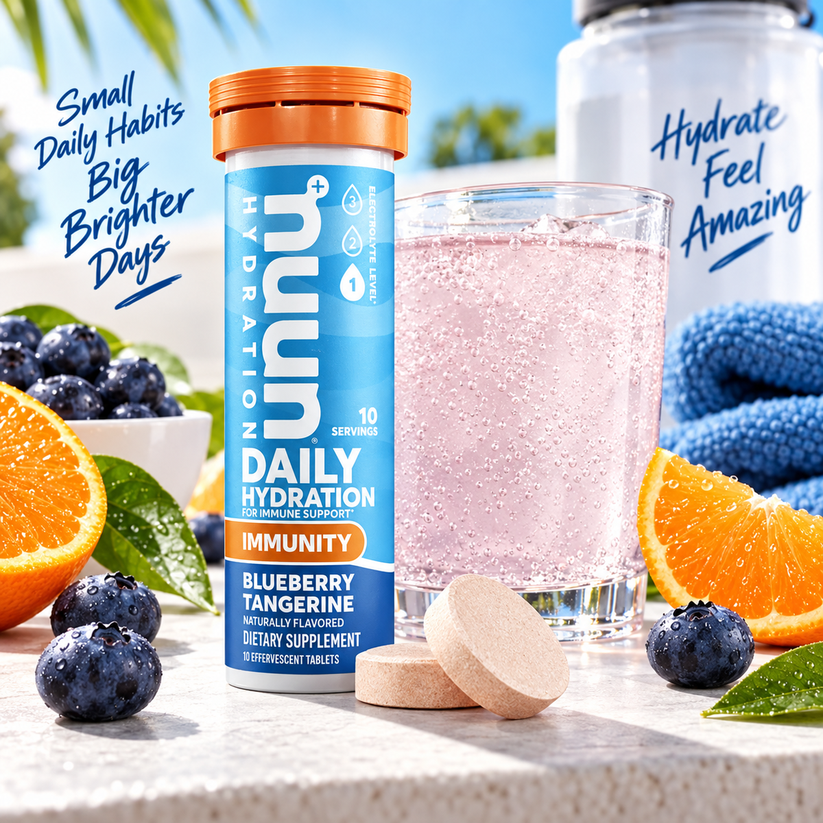 Nuun Immunity Electrolyte Tablets, Blueberry Tangerine Flavor (Pack of 8) Nuun