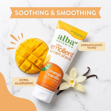 Alba Botanica, Moisturizing Cream Shave oz, na, Mango Vanilla, 8 oz Alba Botanica