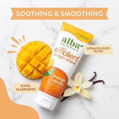 Alba Botanica, Moisturizing Cream Shave oz, na, Mango Vanilla, 8 oz Alba Botanica