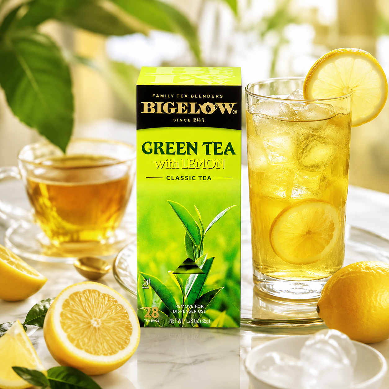 Bigelow Green Tea with Lemon Tea Bags Lemon Flavor Rich in Antioxidants 28 ct Box
