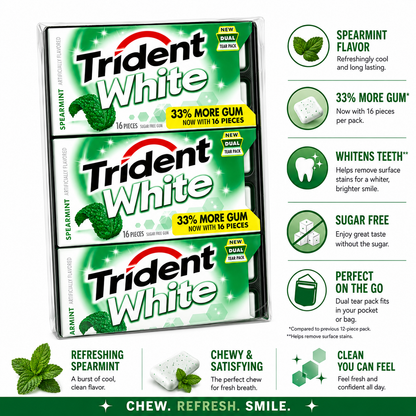 Trident White Spearmint Chewing Gum