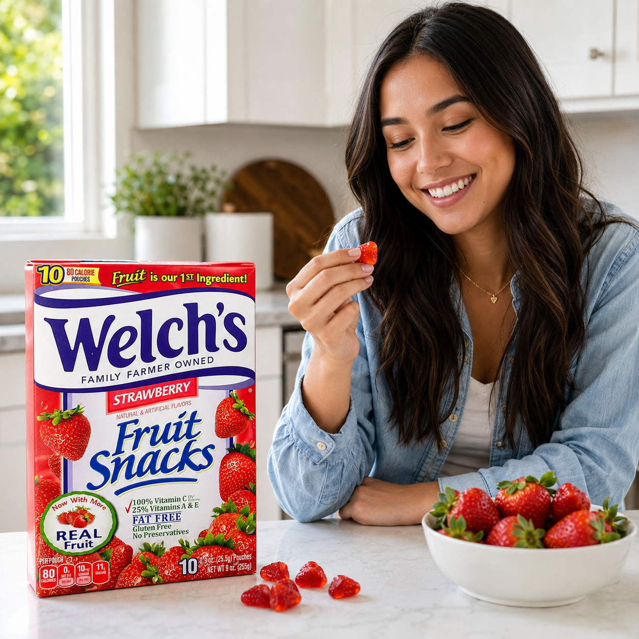 Welch's Strawberry Flavor Fruit Snacks 10 Pouches (2 packs)
