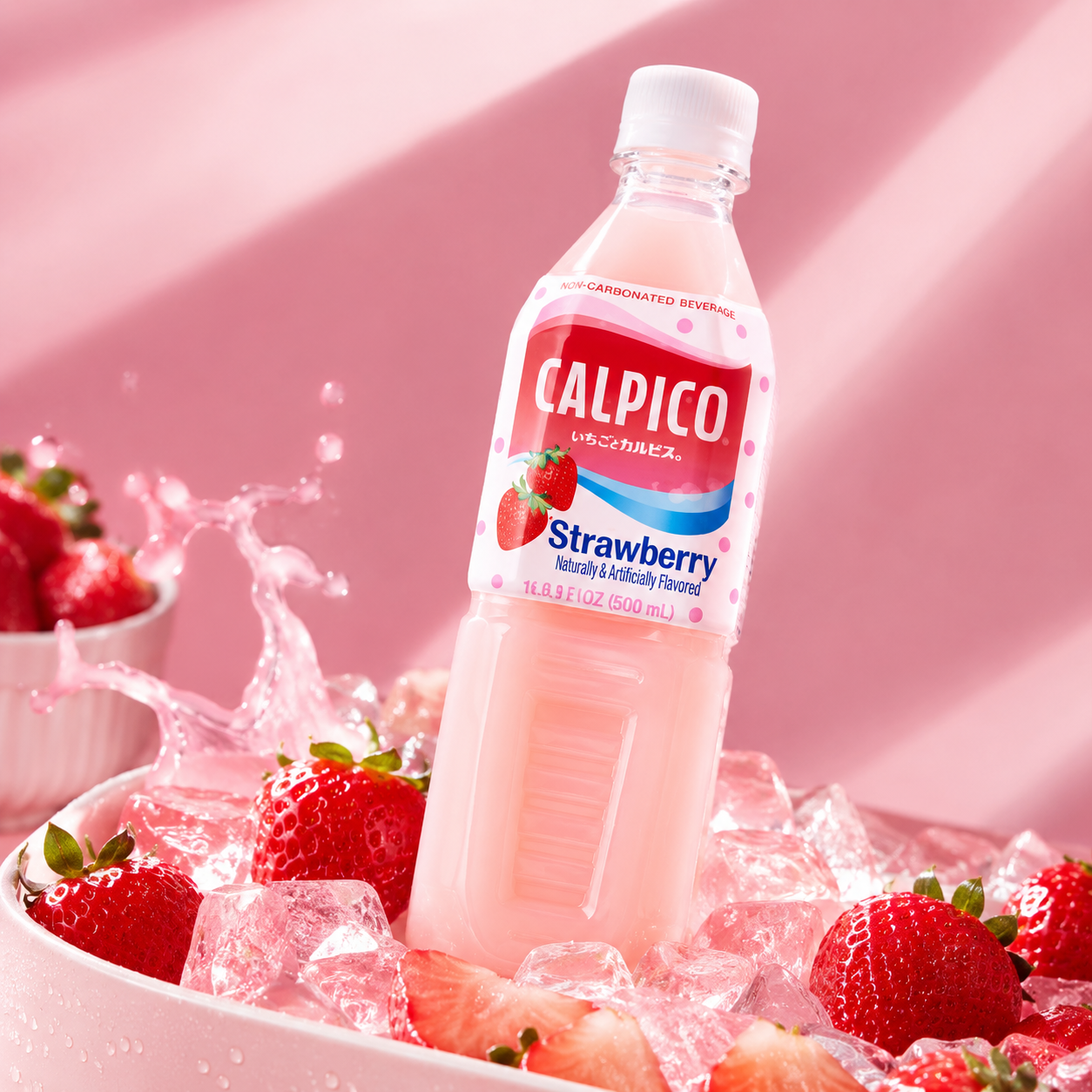 CALPICO Strawberry Smooth Creamy & Refreshing Non-Carbonated Beverage Japanese Lactic Acid Drink 16.9 Fl oz (Pack of 6)