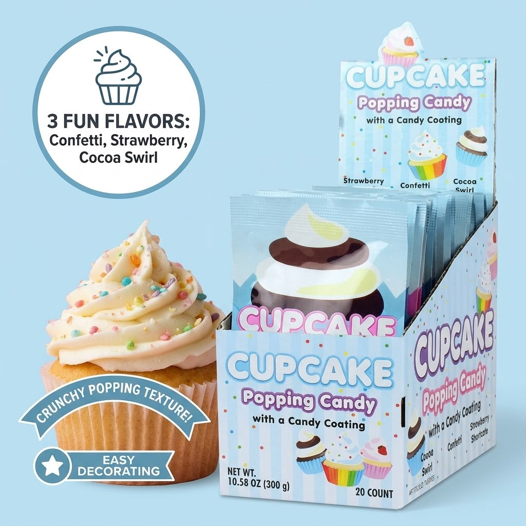Koko's Cupcake Popping Candy with Candy Coating, 0.53 oz, 20 Count Box Koko's