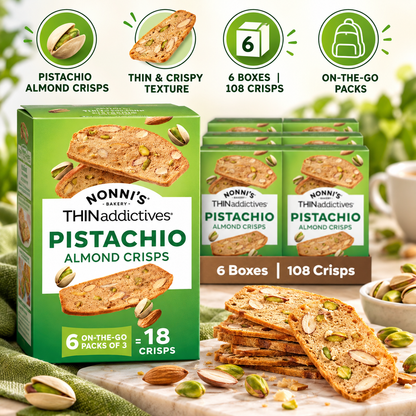 Nonni's Almond Thins, Pistachio, 6 Count (Pack of 6) Nonni's
