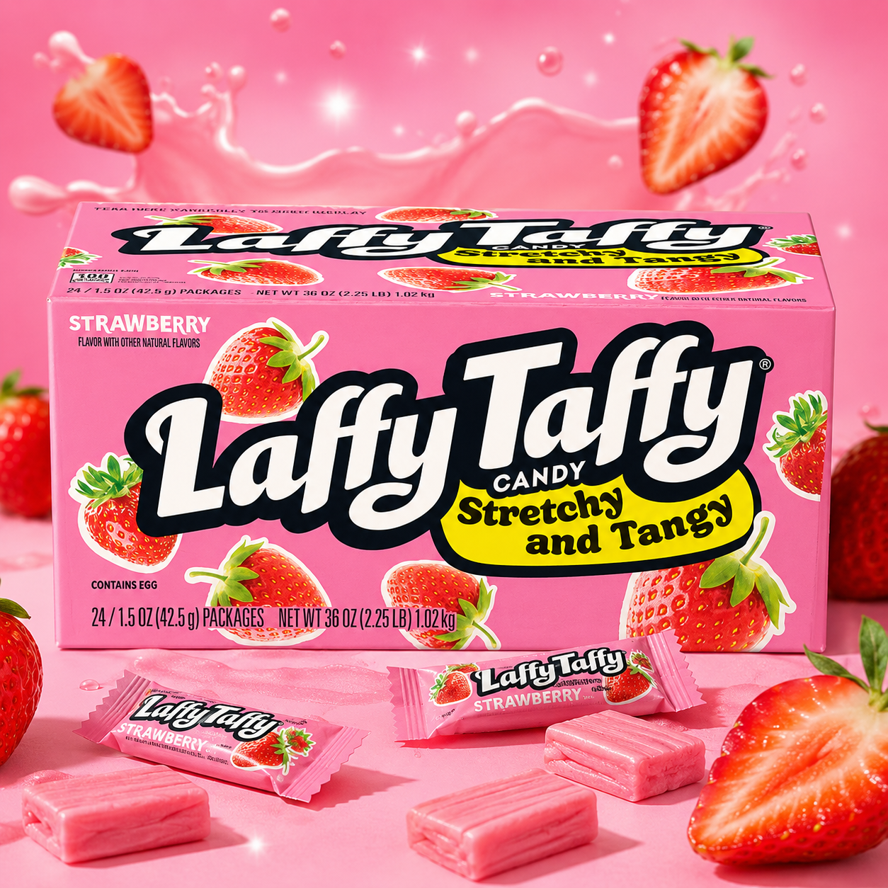 Laffy Taffy Stretchy & Tangy Strawberry, 1.5 Ounce 24 ct