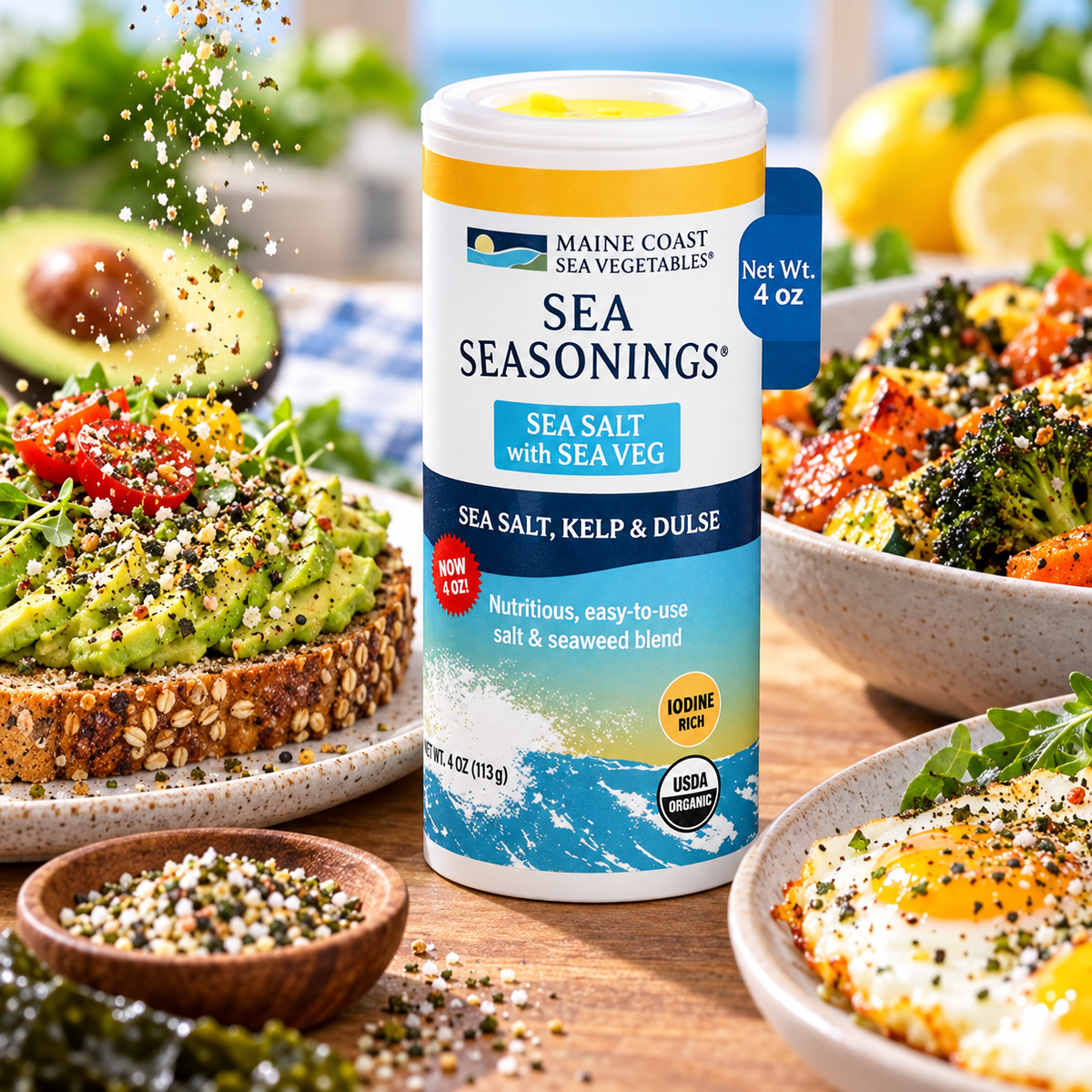 Maine Coast Sea Vegetables Sea Salt with Sea Veg Shaker - Wild-Harvested Maine Coast Sea Vegetables