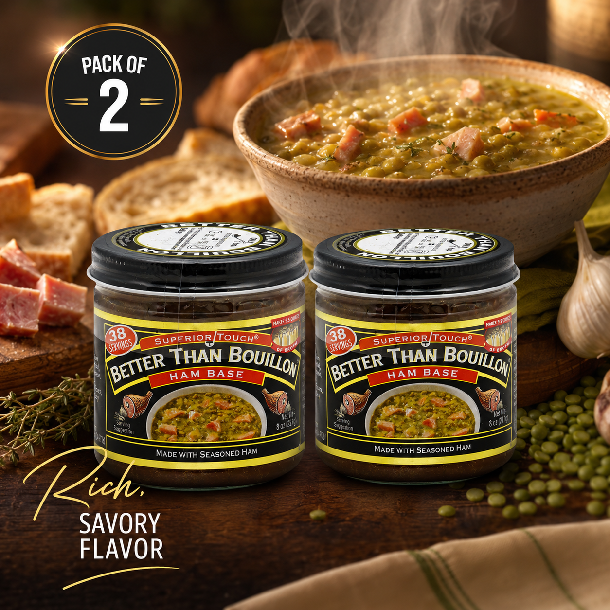 Better Than Bouillon Premium Ham Base Made with Seasoned Ham Blendable Base for Added Flavor 8-oz Jar 38 Servings Per Jar