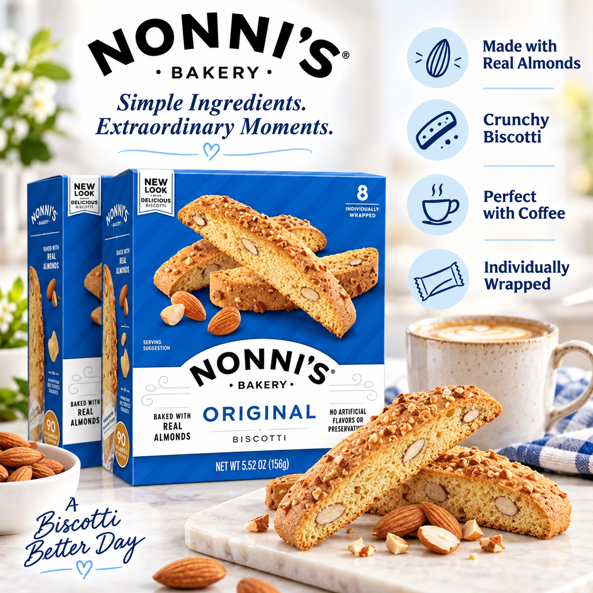 Nonnis Biscotti Original 5.52 oz (Pack of 2) Nonni's