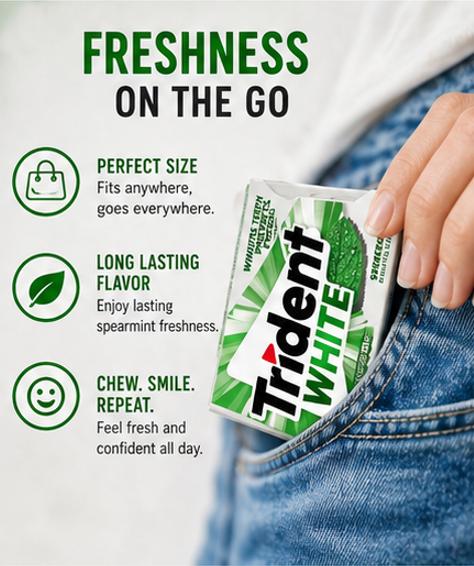 Trident White Spearmint Chewing Gum