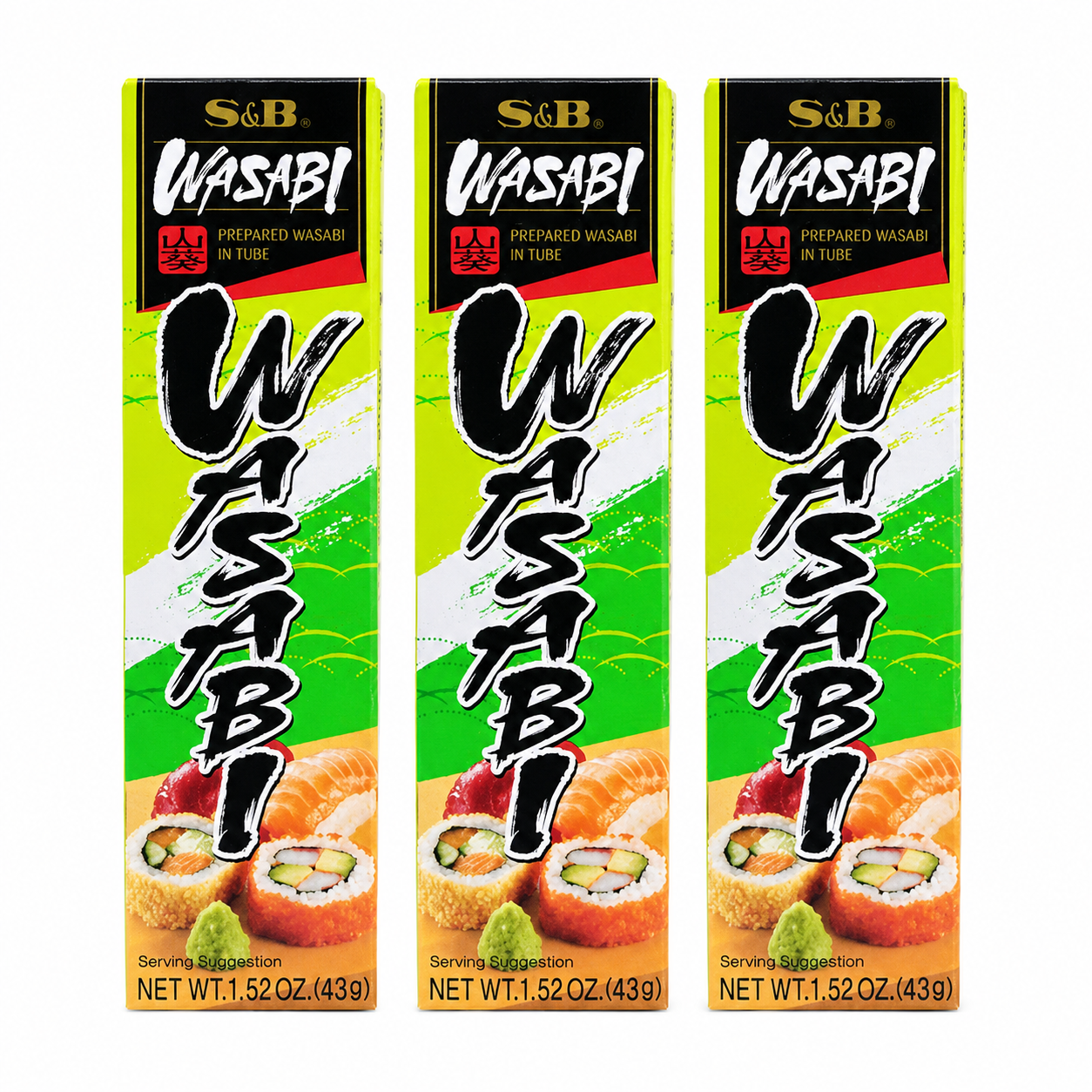 S&B Prepared Wasabi Paste In Tube 3 Packs 1.52 oz