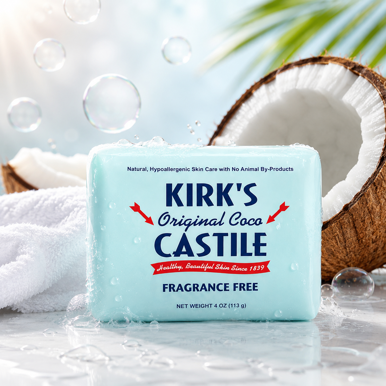 Kirk's Coco Castile Soap, Fragrance Free (Pack of 5)