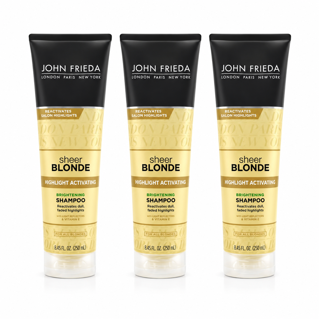 John Frieda sheer blonde Highlight Activating Enhancing Shampoo For Lighter Blondes 8.45 oz (Pack of 3)