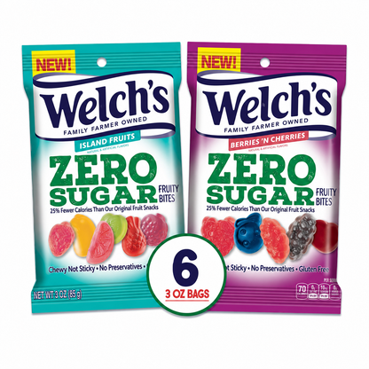 Welch's Zero Sugar Fruity Bites Variety Pack - Berries 'N Cherries & Island Fruit, 3 oz Packs
