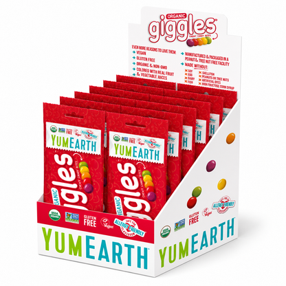 YumEarth Organic Fruit Flavored Giggles Chewy Candy Bites Allergy Friendly Gluten Free Non-GMO Vegan 2 oz