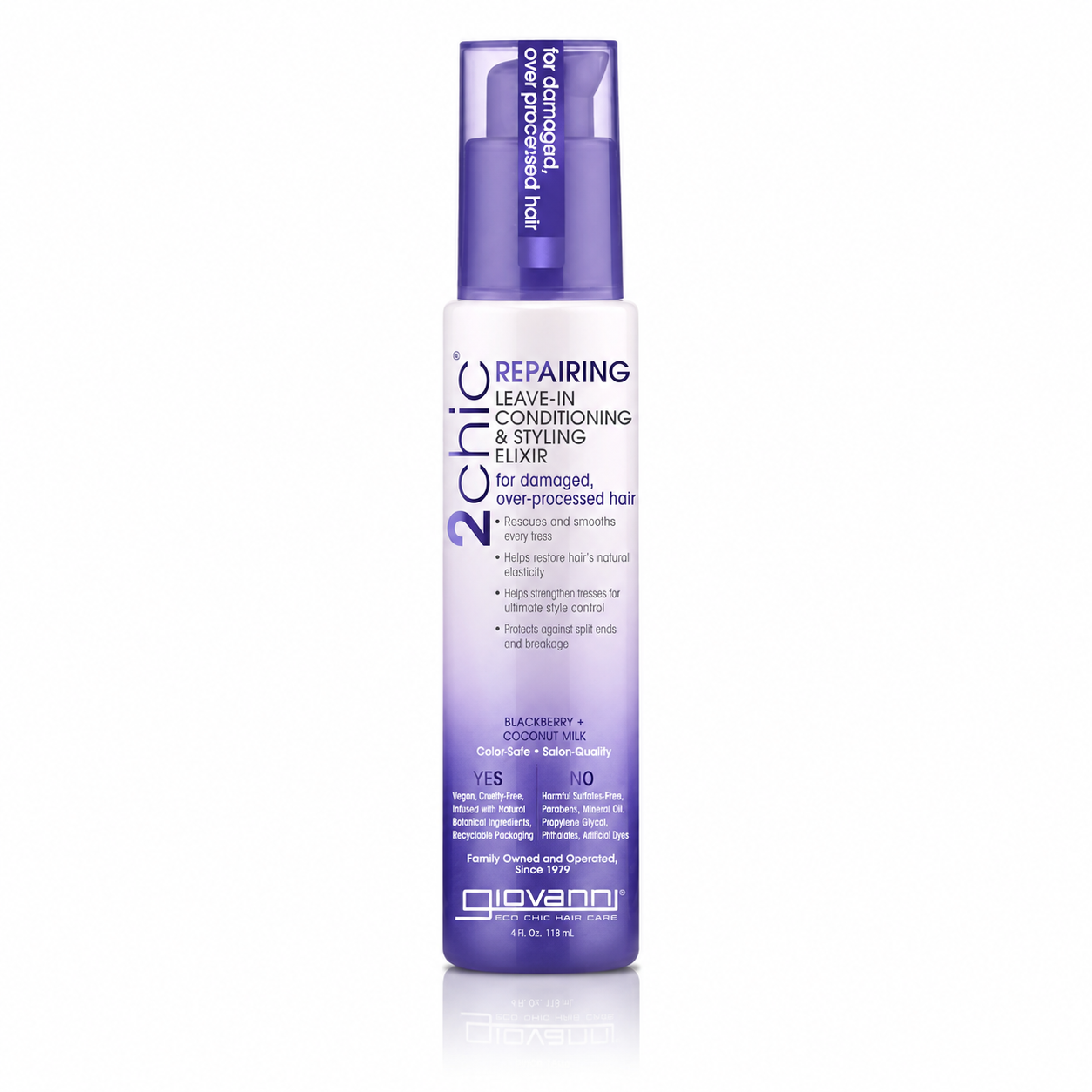 GIOVANNI 2chic Ultra Repairing Leave-In Conditioning & Styling Elixir - Hair Serum for All Hair Types, Tsubaki Seed Oil & White Tea, Detangles, Smooths & Conditions, Tames Frizz - 4 oz